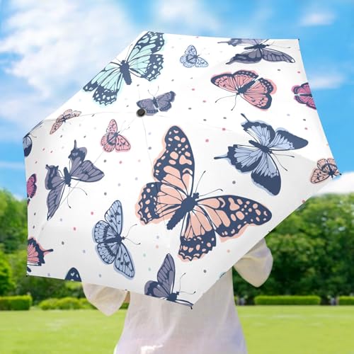 Mini Travel Sun & Rain Umbrella - color: Butterfly