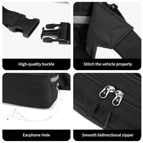 Mini Hiking Waist Bag, 3-Pocket 1.7L RFID Blocking Fanny Pack for Men Women - color: Black