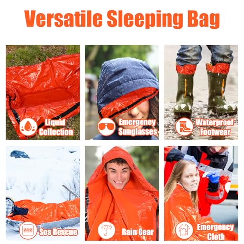 4 Pack Emergency Bivy Sack Bivy Bag - Emergency Sleeping Bags Survival Sleeping Bag Bivvy Sack Waterproof Lightweight Foil Military Patriot Compact Gear Blanket Thermal Escape Camping