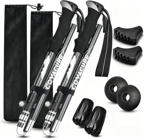 Covacure Hiking Poles Collapsible Lightweight-Aluminum 7075 Trekking Poles - color: Grey