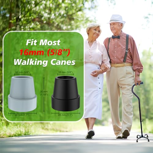 MFE Quad Cane Tip (8 Pack), Non-Slip Durable Rubber Cane Tip 5/8 Inch Replacement Rubber Foot for Walking Sticks Crutch Folding Cane Accessories, Black - size: 5/8 Inch