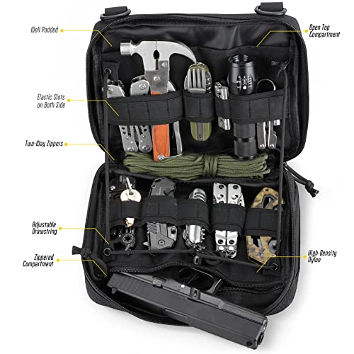 WYNEX Tactical Admin Molle Pouch, Medical EDC EMT Utility Bag Shell Design Attachment Pouches 1000D Nylon Hiking Belt Bags - color: Black