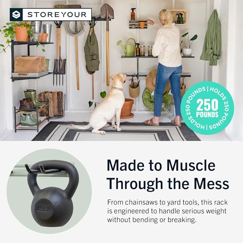 StoreYourBoard Garage Tool Organizer, 36 in, Holds 250 lb | Garden Tool Rack Wall Mount, Garden Tool Organizer, Shovel Wall Mount, Rubber Coated Hooks - color: CACTUS, size: 36" Heavy Duty Steel Rack | 4 Hooks | Holds 250lbs