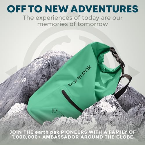 Earth Pak Waterproof Dry Bag with Zippered Pocket - Waterproof Dry Bag Backpack Keeps Gear Dry - color: Seafoam Green, size: 20L