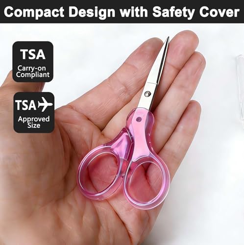 Zicolu 3.5" Small Craft Scissors all Purpose, Straight Fine Tips for Yarn Fabric Cutting, Precision Mini Scissors with Safety Protective Cover for Travel, Sewing, Embroidery, Crochet, NeedleWork, Red - color: Red(2pcs/Straight Tip)