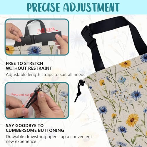 Car Garbage Bag Abstract Blue and Yellow Flowers Hanging Canvas Car Trash Bag Drawstring Car Back Seat Organizer for Car Back Front Seat Console with Adjustable Buckle - color: Abstract Blue and Yellow Flowers
