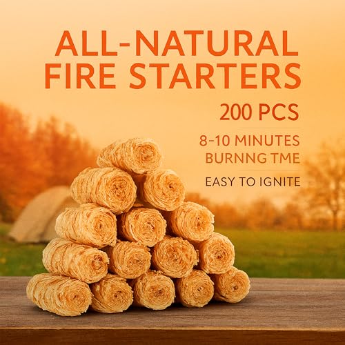 200 PCS Natural Wax & Sawdust Fire Starters | All-Weather Charcoal Starters for Campfires, Grill, Fire Pit, Indoor Fireplaces, BBQ, Wood Stove, Smoker - size: 200 PSC Fire Starter
