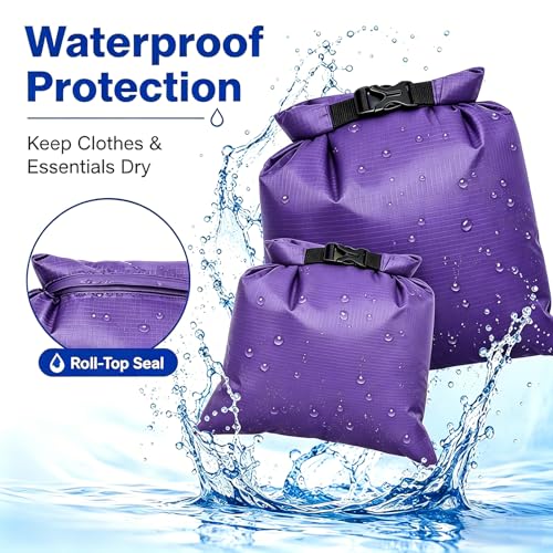 TRENDBOX Roll Top Waterproof Dry bag Kit Storage Compression Bag Sack Poch Packing Organizers Water Resistant Camping Travel - color: Purple