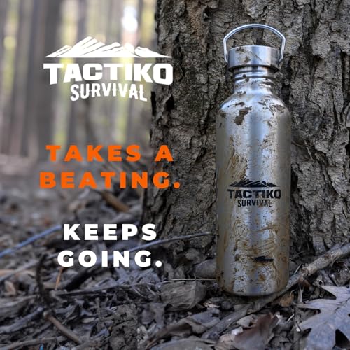 Tactiko Stainless Steel Wide Mouth Water Bottle | Single Wall Boil-Safe - color: Tan, size: 34 oz/1000 ml