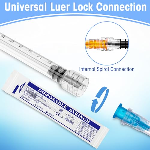 20 Pack 1ml/cc Luer Lock Syringe with Caps, Plastic Syringe without Needle for Liquid, Sterile Individually Wrapped - style: 1mL
