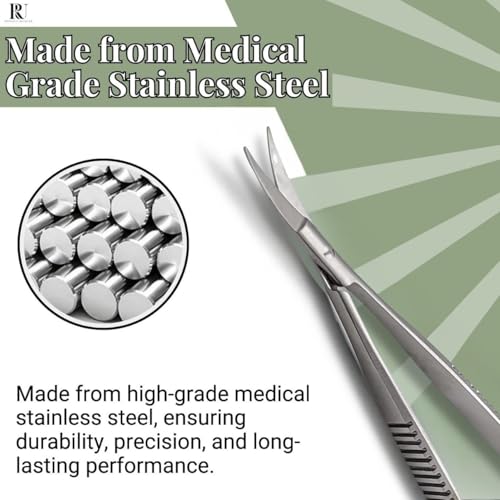 Micro Scissors 5.5" Curved Snip Embroidery Scissor Extra Sharp Tip Eyebrow Trimming Scissor Spring action Sewing Arts & Craft for Grooming thread Premium Stainless Steel Squeeze Applique Scissors. - style: Single