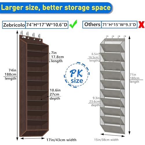 10 Tiers Shoe Organizer for Closet, 20 to 30 Pairs Shoe Rack Door - color: Coffee