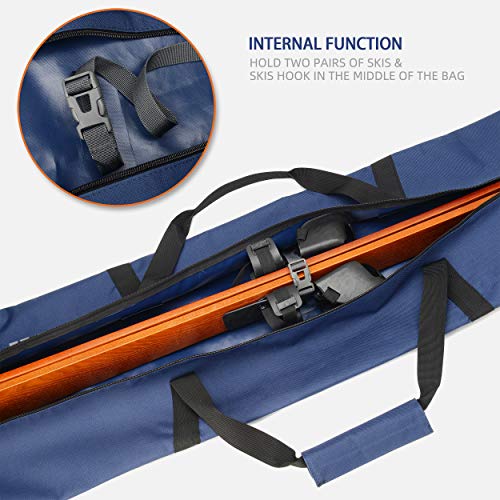 TurnWay Ski Bag | Transport Skis Up to 215 cm, Poles & Extras | Waterproof - for Men, Women and Youth - color: Blue