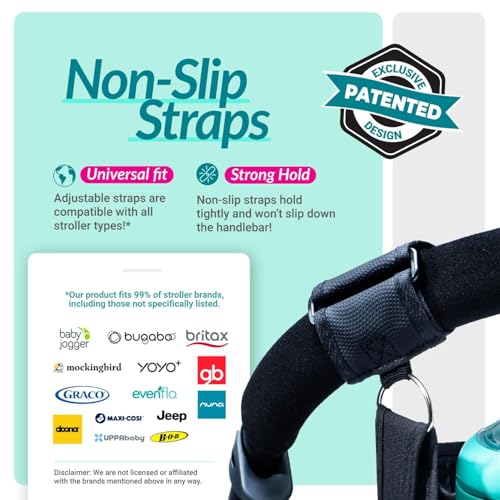 Swanoo Stroller Caddy Organizer, Cup Holder, Wipes Pocket, Non-Slip, Black - color: Black