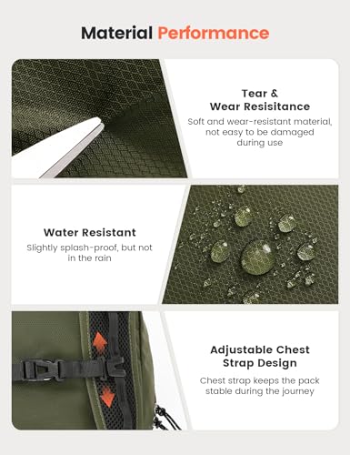 SKYSPER Hiking Backpack Ultralight Packable RFID Travel Daypack Small Nylon Stuff Pack 16L Outdoor Bag for Women Men - color: Green