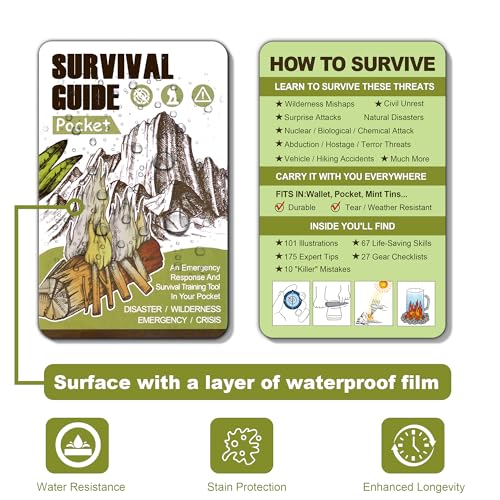 Tiny Pocket Survival Guide EDC Survival Kits Military Grade for Field Emergency, First Aid, Disaster, and Rural Urban Preparedness - style: Partially Waterproof (Covers Only)