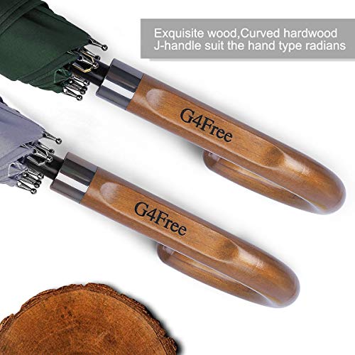 G4Free 52/62inch Golf Umbrella Windproof Large Stick Umbrella Wooden Handle - color: Dark Green, size: 52 inch