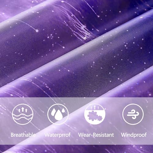 Unisex Hooded Rain Poncho, Waterproof Raincoat Jacket with pocket for Adult, Rain Coat for Outdoor Activities - color: Purple Cloud