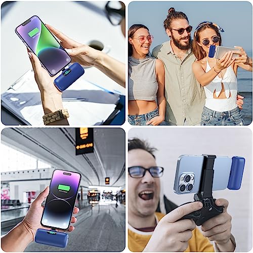 [2 Pack] Small Portable Charger for iPhone,Upgraded 5000mAh PD Fast Charging Power Bank, LCD Display Cute Mini Battery Pack Compatible with iPhone 14/14 Pro Max/13/13 Pro/12 Pro/11/XR/X/8,Blue+Purple - color: Blue +Purple