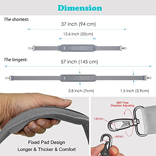 ZINZ Bag Shoulder Strap, Padded Adjustable Shoulder Strap Replacement - color: Grey, size: 57"