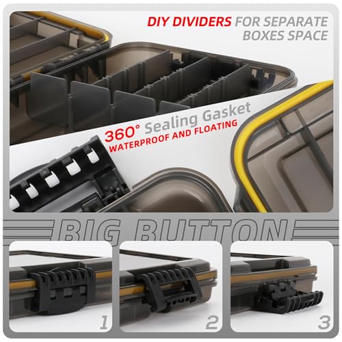 RUNCL Fishing Tackle Box, Waterproof Tray for Jigs Lures, Thicker Floating Tackle Utility Box with Adjustable Dividers, 3600/3700/Large 3700 Size - color: 2PCS 3600