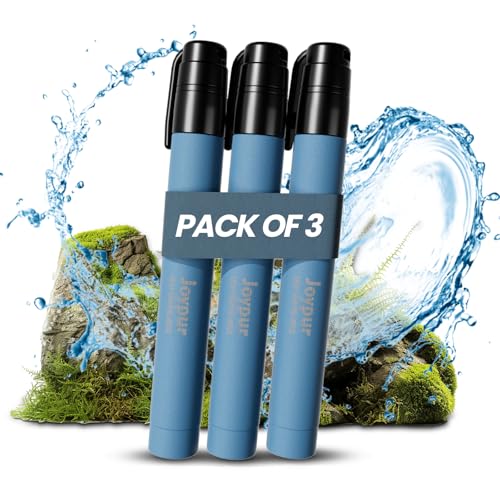 Portable Water Filter Straw Survival, Essential Camping & Hiking Gear, Water Purification Straw for Travel, Biking and Emergency Preparedness - color: Blue, style: 3PACK