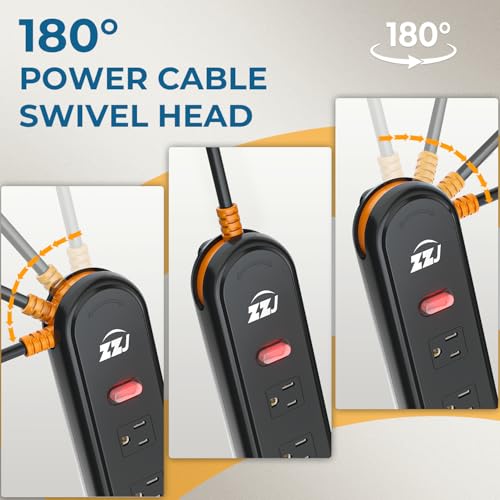 Outdoor Waterproof Power Strip IPX6, 10FT Extension Cord with 4 AC & 3 USB - size: 10FT