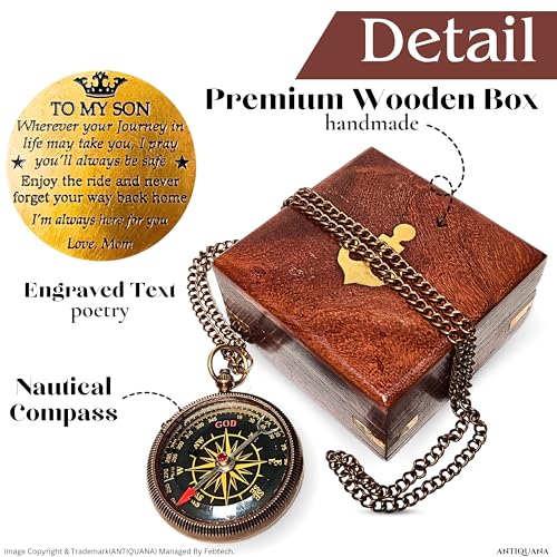 Compass with Wooden Box - Father to Son Gifts - Graduation Day Gifts