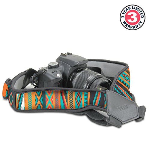 USA Gear DSLR Camera Strap Chest Harness with Quick Release Buckles, Southwest Neoprene Pattern and Accessory Pockets - Compatible with Canon, Nikon, Sony Point and Shoot and Mirrorless Cameras - color: Southwest