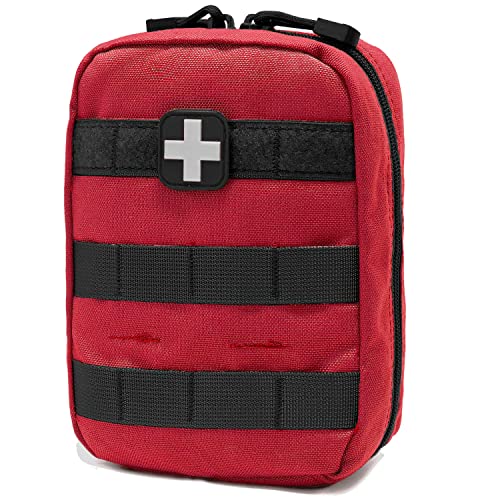 Carlebben EMT Pouch MOLLE Ifak Pouch Tactical MOLLE Medical First Aid Kit Utility Pouch (with Medical Supplies Red) - color: Red