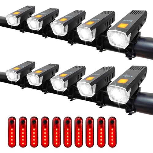 Kunhe USB-C Rechargeable Bike Lights Front and Rear(2or4or10or20 Packs) Night Riding for Kids &Adults 3 Lights Modes Used as a Safety Indicator Light for Skateboards Strollers and Wheelchairs - size: 10Set