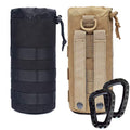 Water Bottles Pouches - 1000D Tactical Molle Drawstring 32OZ Hydration Carrier Bag - color: 2 Pack Black+Tan