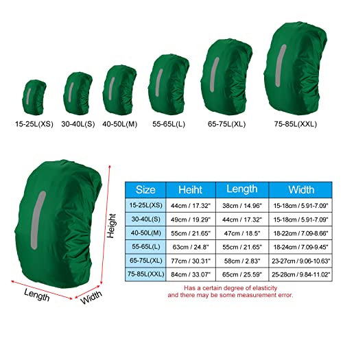 PATIKIL Waterproof Backpack Rain Cover, Non-Slip Backpack Cover with Vertical Reflective Strap Stay Dry for Hiking, Camping, Hunting - color: Dark Green, size: X-Small