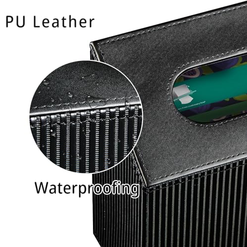 Hand Towel Box Cover Holder,PU Leather Hand Towel Case Compatible with Kleenex Disposable Paper Hand Towels, Black - color: Black