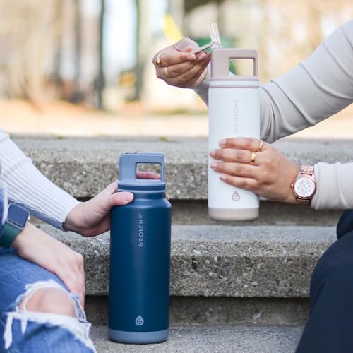 GROSCHE Alpine Flip N Sip Insulated Bottle with Straw, Mountain Blue, 40 oz - color: Mountain Blue, size: 40 Ounces