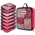 7 Pcs Packing Cubes for Travel Days of Week, Pink, L - color: Pink, size: L