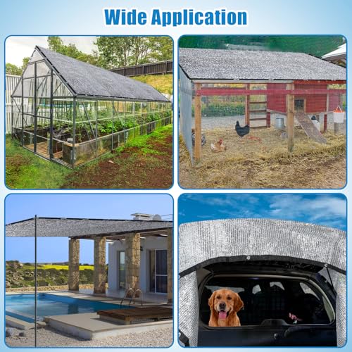 10' x 20' 70% Reflective Aluminet Shade Cloth, UV Protection and Cooling | Durable Sun Protective Shade Covers, with Grommets, for RV Camping, Chicken Coop, Garden Greenhouse, Pickup Trunk - size: 10FT x 20FT