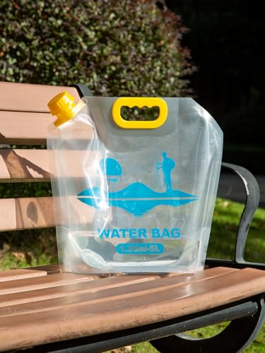 Collapsible Emergency Water Container Bag,WaterStorageCube,Flat Folding,BPA Free Food Grade,Clear Plastic Storage Jug for Camping Hiking Backpack,No-Leak Freezable,Water Bottle 1.3 Gallon/2pcs