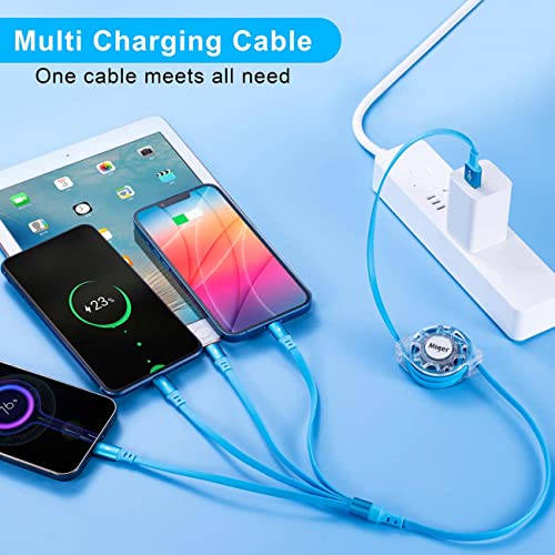 Multi Charging Cable 4A,Retractable Charger Cable 4 in1 Multi Charging Cord | [2Pack 4Ft] Fast Charger Cord with Lightning/Type C/Micro USB Port for Cell Phones,iPhone,iPad,Samsung Galaxy,PS,Tablets