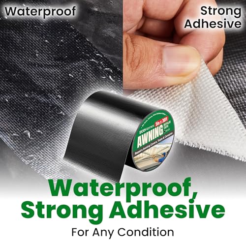 ECOHomes Awning, Tent & Canvas Repair Tape (Black, 5 Inch x 30 Feet) - color: Black, size: 5 Inch By 30 FT