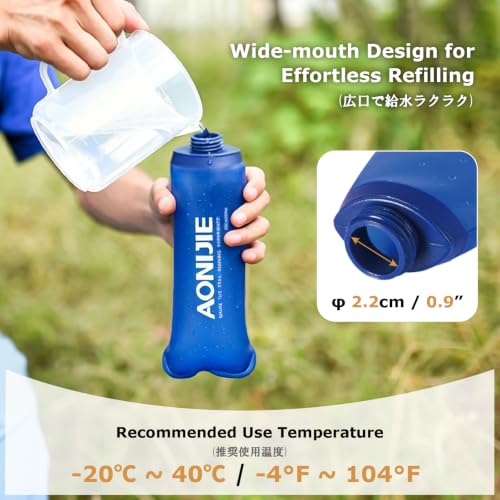 YAPJEB Soft Flask Collapsible Water Bottles, TPU Soft Water Bottle Folding Flask for Hydration Pack, BPA Free Folding Water Bottle Ideal for Cycling - color: 250ml/8.45oz - 2 Pack with Straws