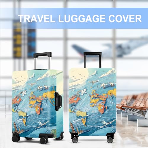 Map Luggage Cover Washable Suitcase Cover Protector Fit 32-34 Inch Luggage Durable Travel Bag Cover with Zipper Closure XL - color: map, size: XL(32-34inch suitcase)
