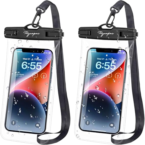 Rynapac Waterproof Phone Pouch 2 Pack, Waterproof Phone Case, [Up to 8.5''] | Face Unlock, Touchscreen, Durable IPX8 Dry Bag for iPhone 17 16 15 Pro Max, Includes Lanyard, Beach & Cruise Essentials 2026 - color: [Black + Black] Waterproof Phone Pouch