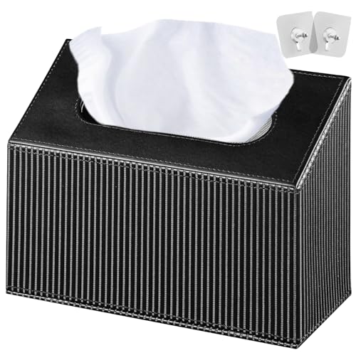 Hand Towel Box Cover Holder,PU Leather Hand Towel Case Compatible with Kleenex Disposable Paper Hand Towels, Black - color: Black