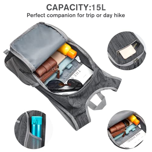 G4Free 10L/15L Hiking Backpack Lightweight Packable Hiking Daypack Small Travel Outdoor Foldable Shoulder Bag - color: Black, size: 15L