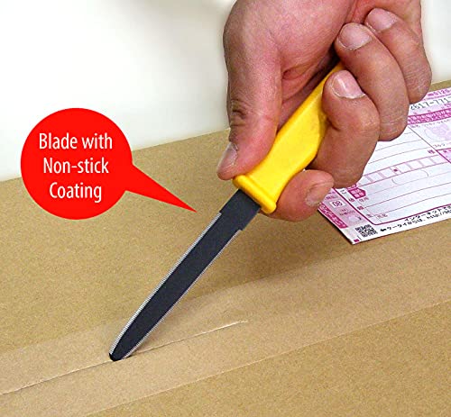 CANARY Cardboard Cutter with Sheath - 7.5" Box Opener Utility Knife with Non-Stick Coated Blade for Breaking Down Boxes & Opening Packages - Made in Japan, Yellow - color: Yellow 1 Pcs