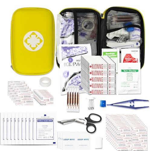 First Aid Kit Car Home Emergency Essential Kits - Yellow 277Pcs YIDERBO | Basic Hiking Supplies Survival Gear First Aid Set Camping Backpacking Sports - color: Yellow-277pcs