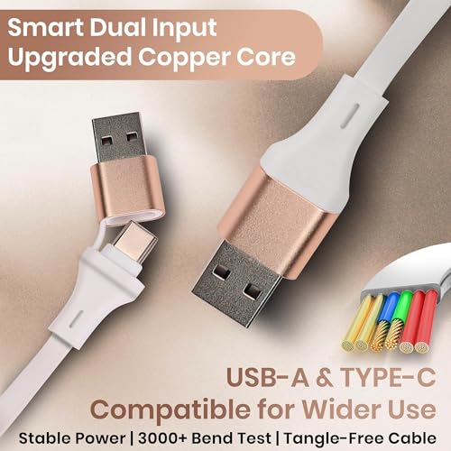 120W Fast Multi Charging Cable, 6 in 1 Retractable Charger (White Golden) | 5A Fast Charging | 6 in 1 Retractable | L Port USB C Micro | Durable Braided | Adjustable 10.2 to 44.1 in | Data sync USB C - color: White Golden