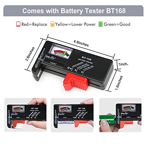 Battery Organizer Holder Storage Case with Tester,Waterproof Carrying Case Bag,Battery Vault Box for Garage Organization Holds 199+ Batteries AA AAA C D 9V (Batteries are Not Included) - size: 199+ Batteries