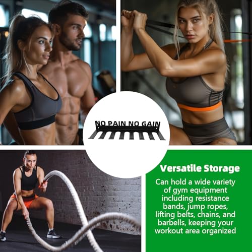 Home Gym Accessories Organization Storage Rack Equipment For Home 8 Hook Wall Hanger Display Gear Barbells Resistance Bands Jump Ropes Lifting Belt Hanger Accessories Hardware Included - color: NO PAIN NO GAIN